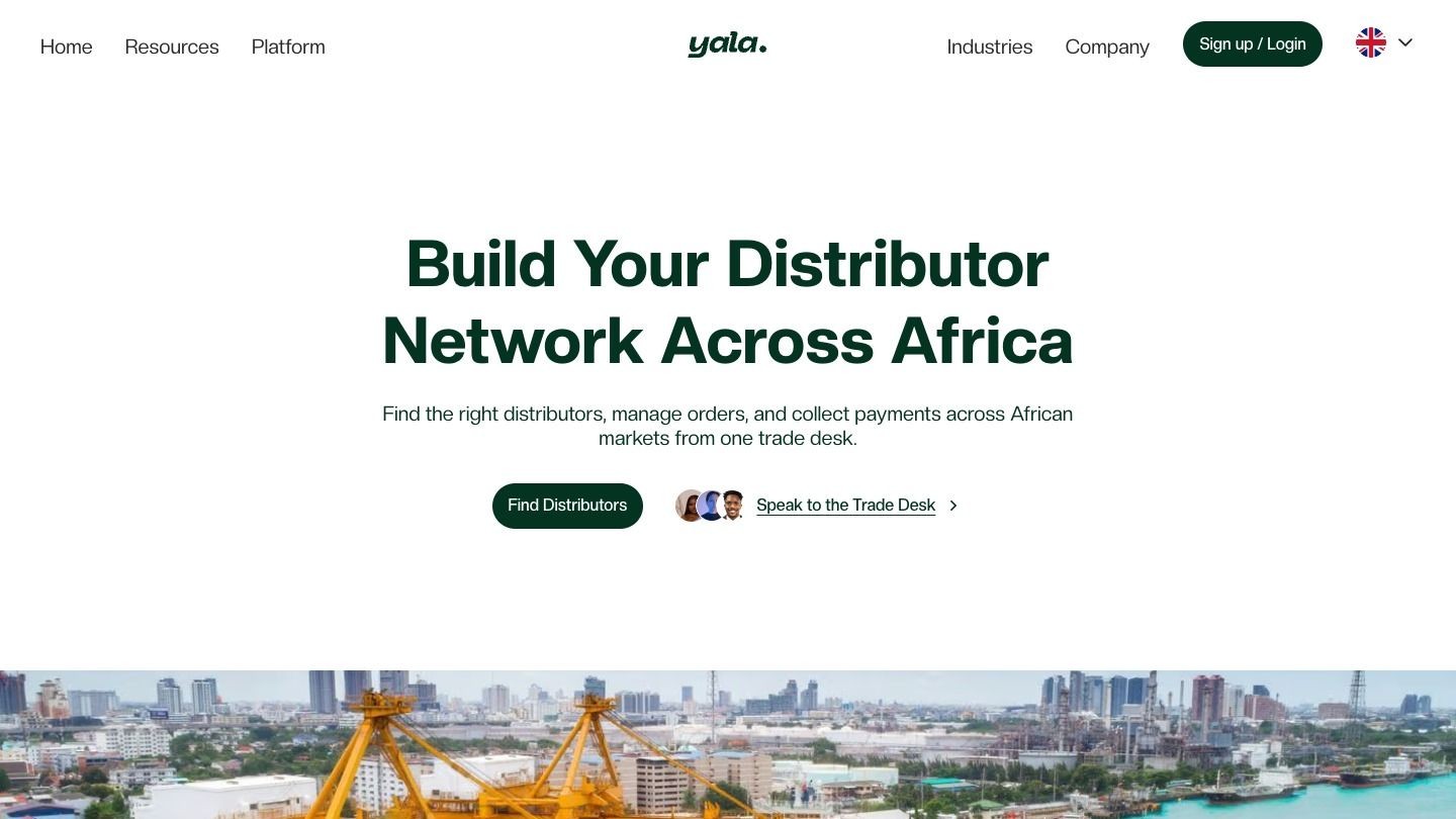 Find Distributors page on the new Yala website